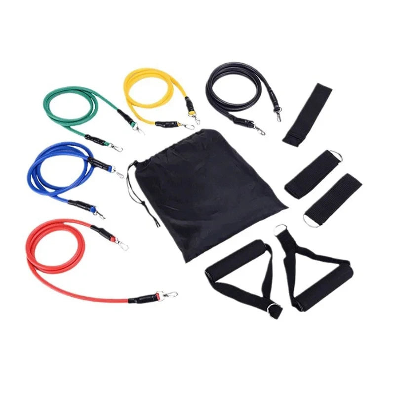 11Pcs/Set Pull Rope Resistance Bands Portable Fitness Equipment Ankle Strap Chest Expander Elastic Exercise Band Set Latex Tubes